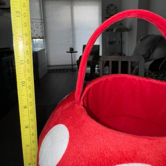Mushroom Plush Gift Basket with Handle Spring Mother's Day Basket Red and White - Picture 6 of 7